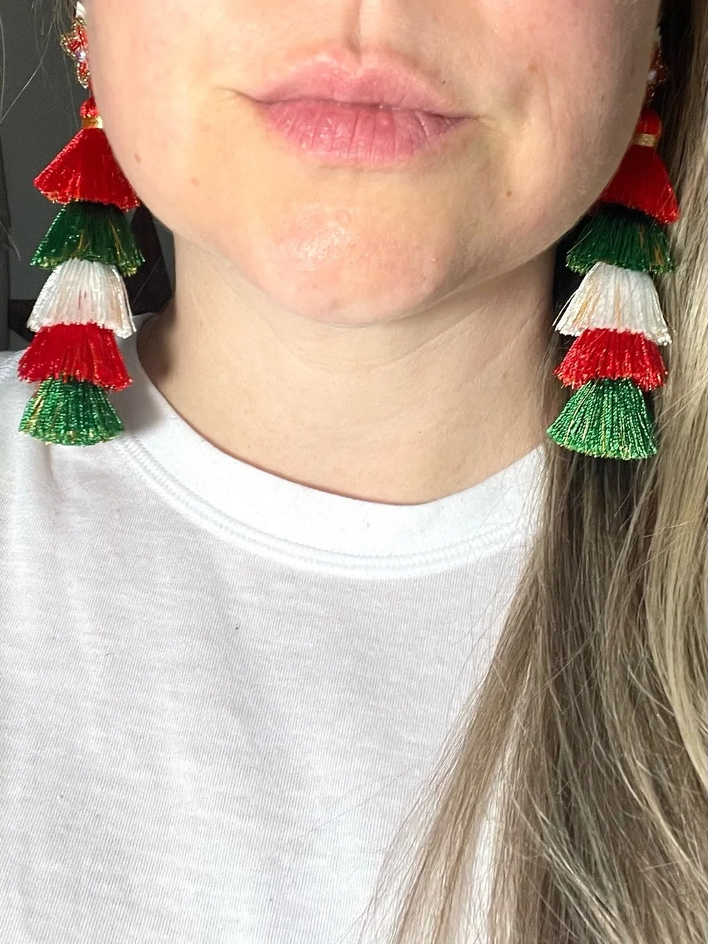 Tassel Fringe Christmas Tree Beaded Dangle Earrings
